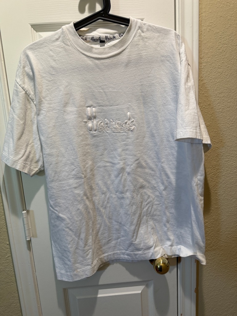 Harrods White Embroidered Logo Tee